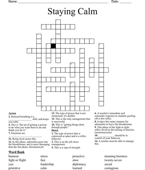 completely calm crossword|completely calm, selfpossessed (4,2,1,8) Crossword Clue.